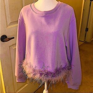Feathered Barbie Sweatshirt Top-Lavender.